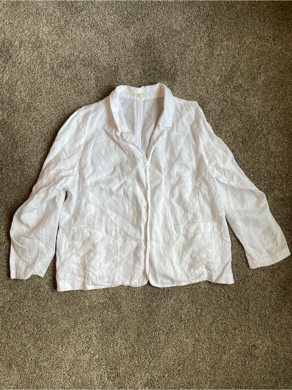 Eileen Fisher Women’s White Relaxed Linen Jacket 2X